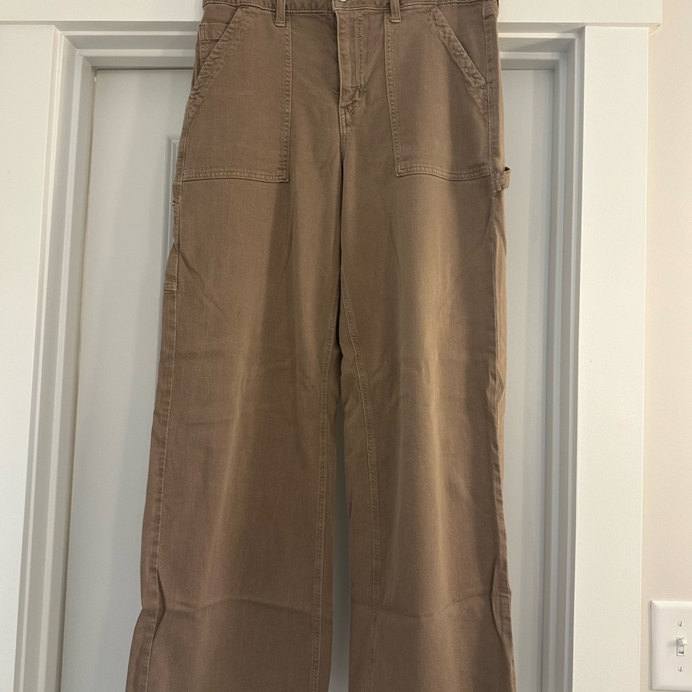 American Eagle Tan Women’s Super High-Rise Baggy Wide Leg Pants, Size 10